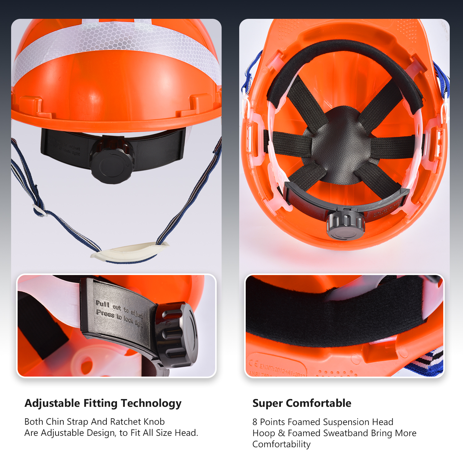 Casco di sicurezza industriale W-036 arancione