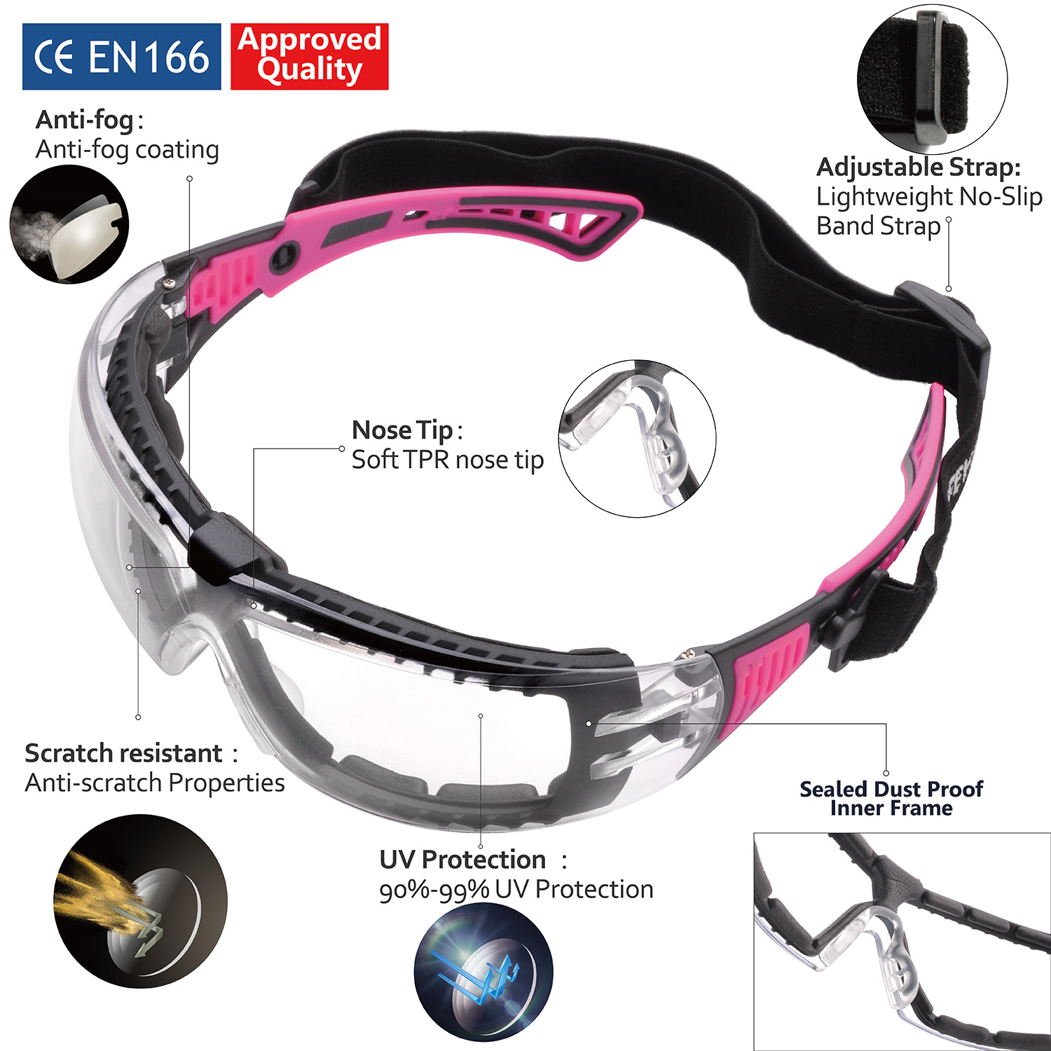 Occhiali di sicurezza antiappannamento Lady Design SG010