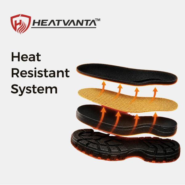 Tecnologia della suola resistente al calore HeatVanta™ per calzature di sicurezza Safetoe utilizzate su superfici calde
