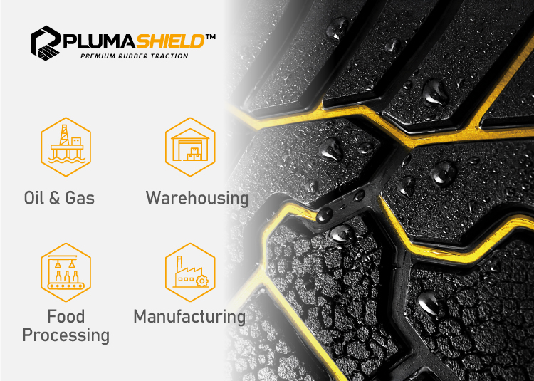 Tecnologia della suola di trazione in gomma PlumaShield™ che mostra resistenza allo scivolamento, resistenza all"olio e durata per le calzature di sicurezza